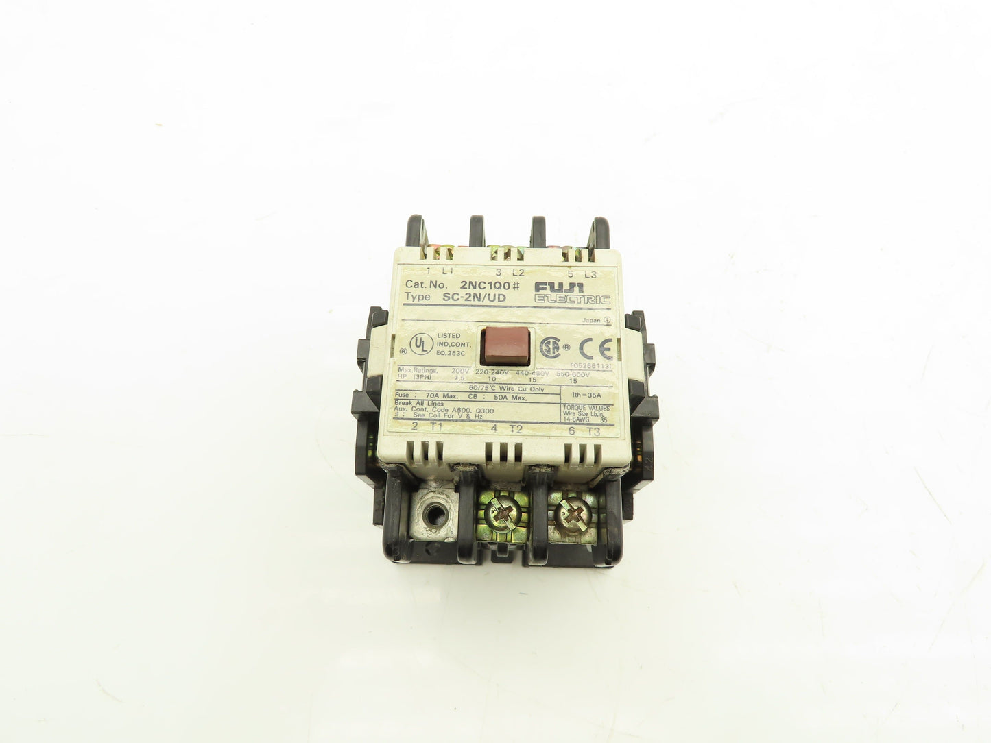 Fuji Electric 2NC1Q0 Magnetic Contactor 100V Coil 3 Pole 600V Lot of 3