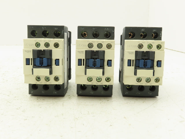 Schneider LC1D25 Motor Starter Contactor 40A 600V 3 Pole 120V Coil Lot of 3