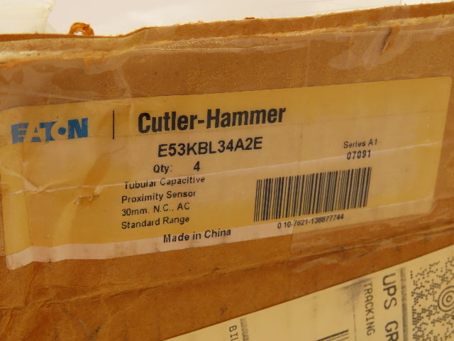 Eaton E53KBL34A2E Tubular Capacitive Proximity Sensor 35mm Range 6' Cable