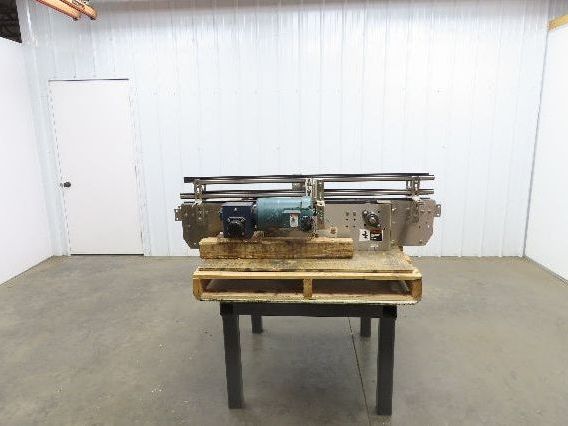 Arrowhead 3.25" Tabletop Stainless Bottle Conveyor 2-Belt Transfer 54" Drive 3PH