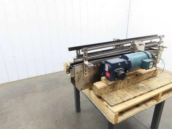 Arrowhead 3.25" Tabletop Stainless Bottle Conveyor 2-Belt Transfer 54" Drive 3PH