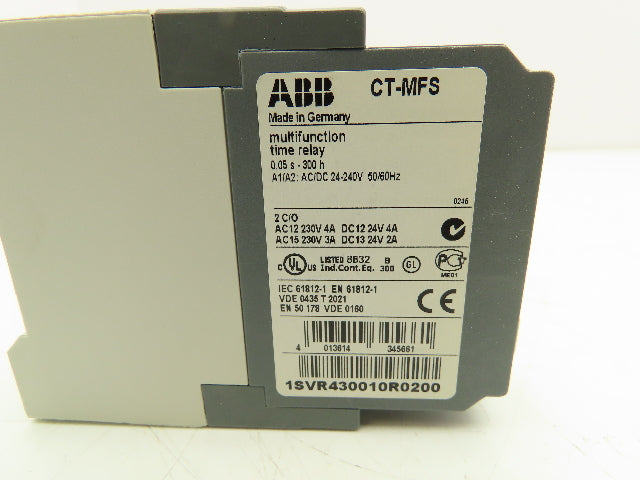 ABB 1SVR430010R0200 Multi-Function Time Relay 0.05 Sec-300 Hours 24V 240V