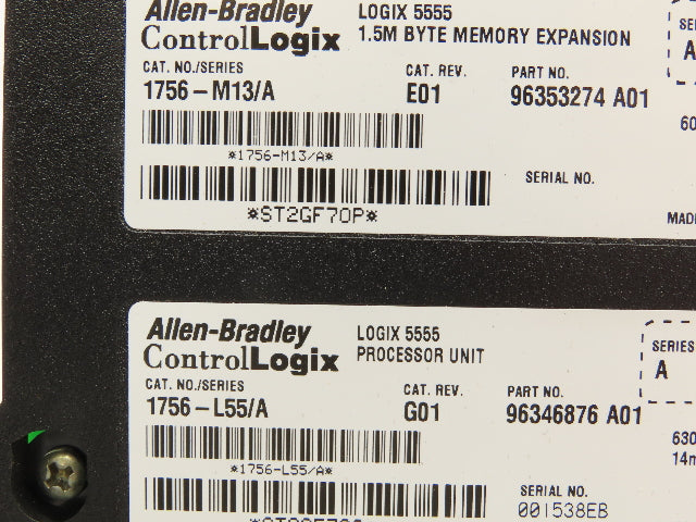 Allen Bradley 1756-L55 ControlLogix 5555 Processor Module M13 Memory 1.5M Byte
