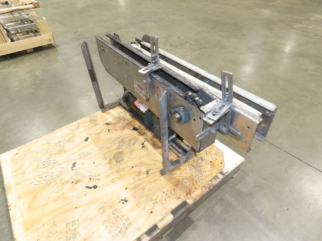 Arrowhead 3.25" Tabletop Stainless Bottle Conveyor 2-Belt 36" Transfer DC Drive