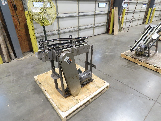 3.25" Tabletop Stainless Bottle Conveyor 2-Belt Transfer 30" Drive -Bad Motor