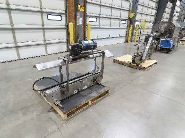 3.25" Tabletop Stainless Bottle Conveyor 2-Belt Shielded Transfer Overhead Drive