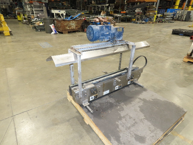 3.25" Tabletop Stainless Bottle Conveyor 2-Belt Shielded Transfer Overhead Drive