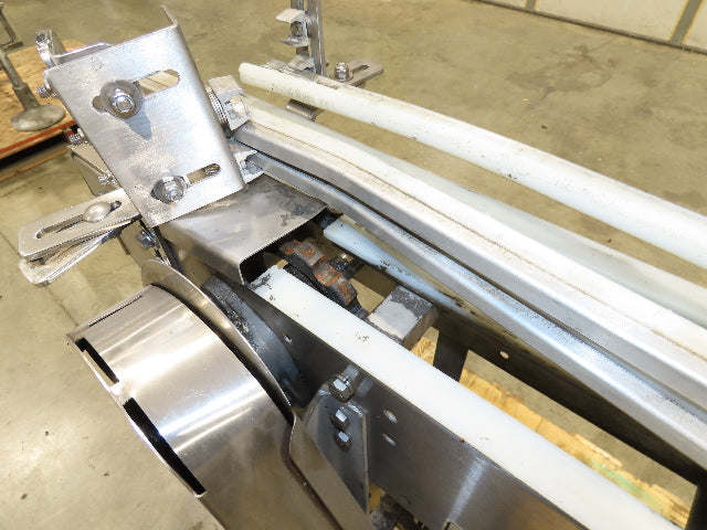 Arrowhead 3.25" Tabletop Stainless Bottle Conveyor 2-Belt Transfer 48" Drive