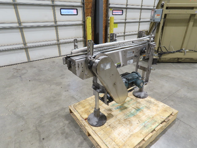 Arrowhead 3.25" Tabletop Stainless Bottle Conveyor 2-Belt Transfer 48" Drive