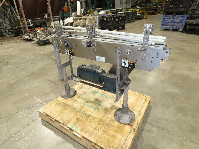 Arrowhead 3.25" Tabletop Stainless Bottle Conveyor 2-Belt Transfer 48" Drive