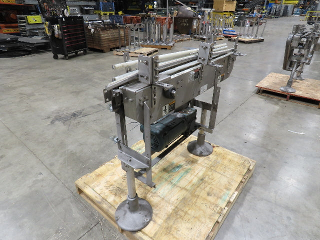 Arrowhead 3.25" Tabletop Stainless Bottle Conveyor 2-Belt Transfer 48" Drive