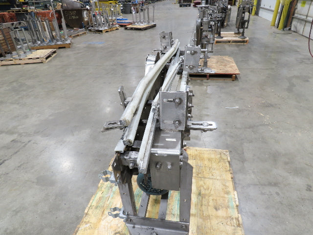 Arrowhead 3.25" Tabletop Stainless Bottle Conveyor 2-Belt Transfer 48" Drive