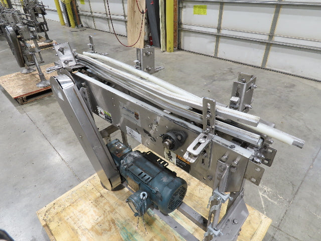 Arrowhead 3.25" Tabletop Stainless Bottle Conveyor 2-Belt Transfer 48" Drive