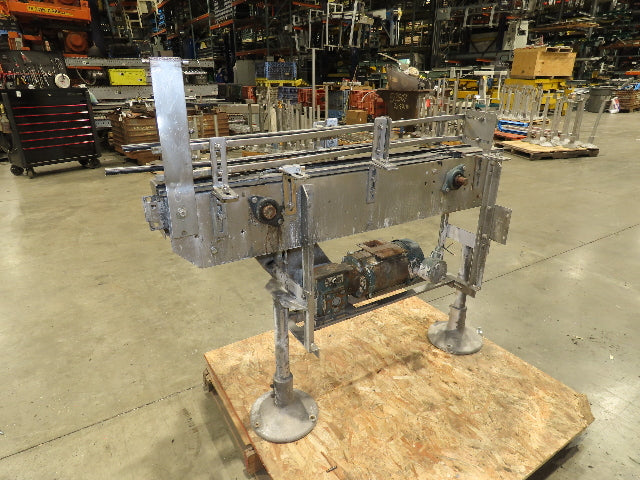 Arrowhead 3.25" Tabletop Stainless Bottle Conveyor 2-Belt Transfer 48" Drive