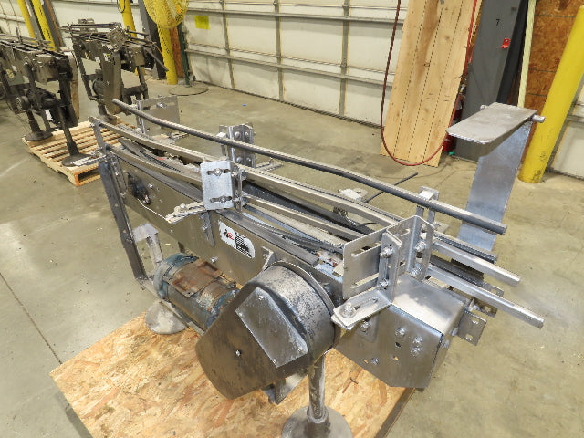 Arrowhead 3.25" Tabletop Stainless Bottle Conveyor 2-Belt Transfer 48" Drive