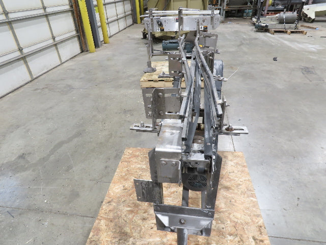 Arrowhead 3.25" Tabletop Stainless Bottle Conveyor 2-Belt Transfer 48" Drive