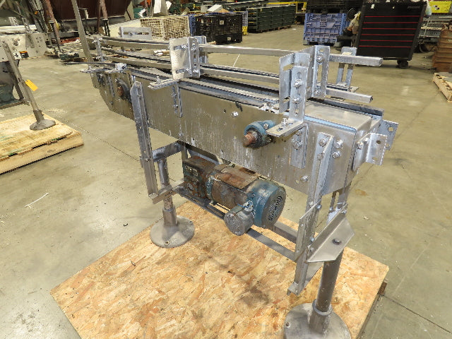 Arrowhead 3.25" Tabletop Stainless Bottle Conveyor 2-Belt Transfer 48" Drive