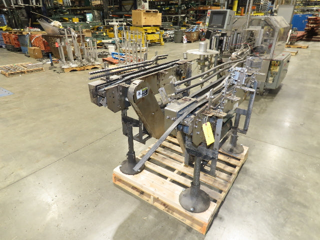 Arrowhead 3.25" Tabletop Stainless Bottle Conveyor 2-Belt Transfer 48" Drive