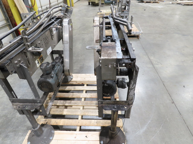 Arrowhead 3.25" Tabletop Stainless Bottle Conveyor 2-Belt Transfer 48" Drive