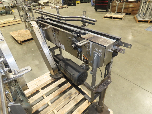 Arrowhead 3.25" Tabletop Stainless Bottle Conveyor 2-Belt Transfer 48" Drive
