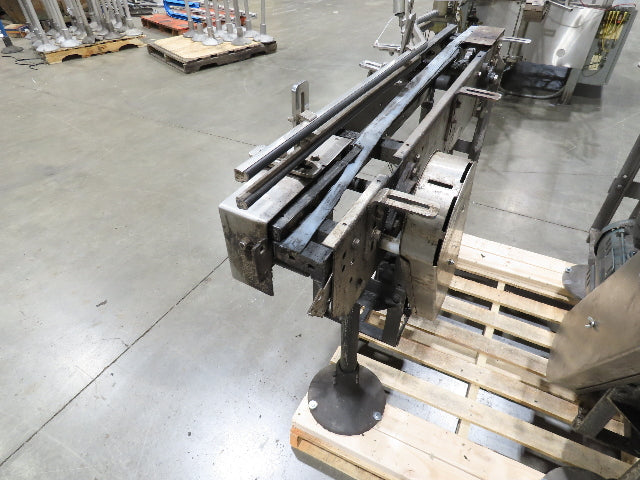 Arrowhead 3.25" Tabletop Stainless Bottle Conveyor 2-Belt Transfer 48" Drive