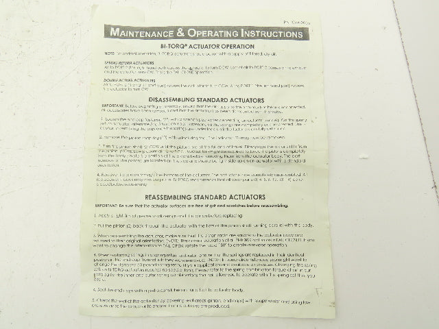Valbia BI-TORQ 115 Double Acting Spring Return Pneumatic Actuator 1/4"npt