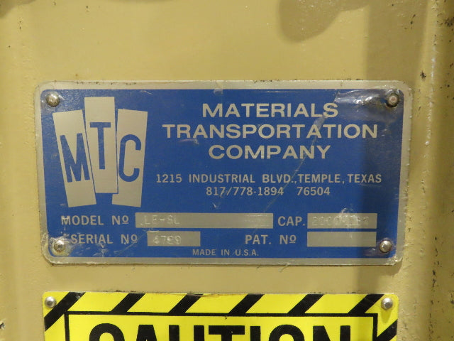 MTC LE-SL Hydraulic Tote Dumper 2-Bin 1/2 Yd Hopper Box Tipper 2000Lb 3Hp 460V