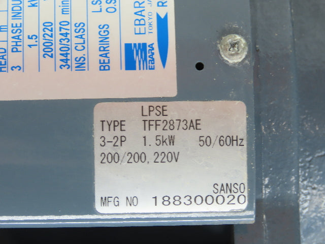 Ebara 50LPS Stainless In-line Centrifugal Pump 105gpm 220V 3PH 2" Threaded DN50