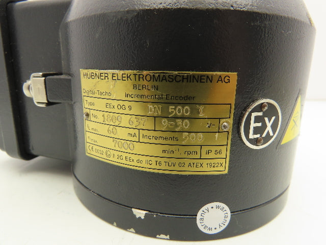 Hubner EEX-OG-9-DN-500-I Rotary Incremental Encoder 7000 RPM 9-30V 1/2" Shaft