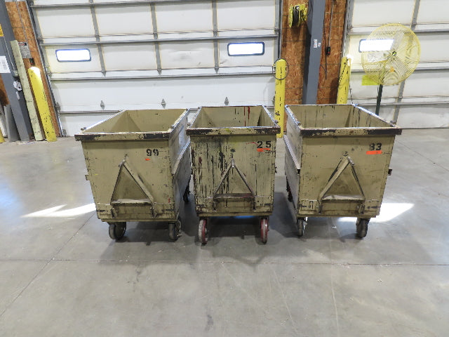 Portable Steel Hopper 1/2 Yard Tote Non-Tilt Towable Cart 36x24x27" Tan