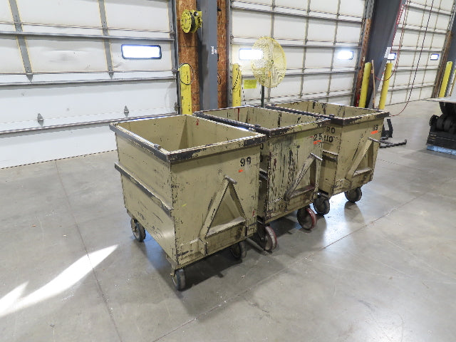 Portable Steel Hopper 1/2 Yard Tote Non-Tilt Towable Cart 36x24x27" Tan