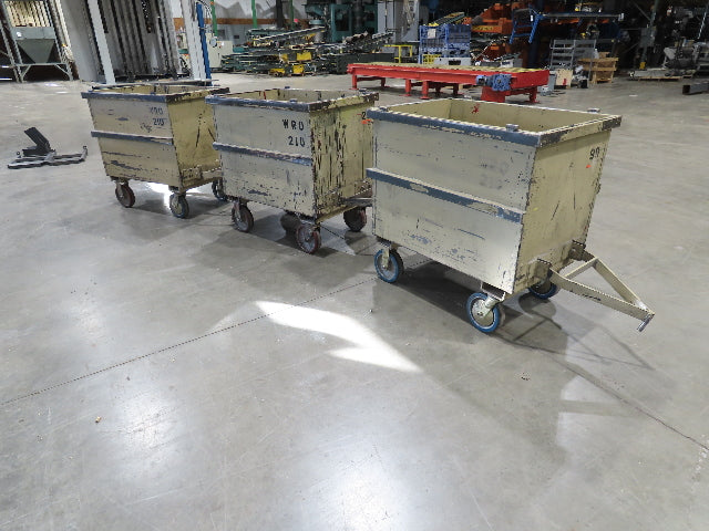 Portable Steel Hopper 1/2 Yard Tote Non-Tilt Towable Cart 36x24x27" Tan