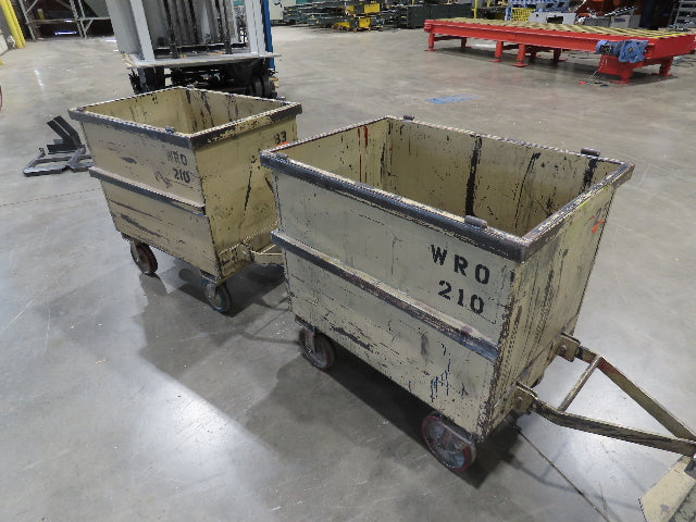 Portable Steel Hopper 1/2 Yard Tote Non-Tilt Towable Cart 36x24x27" Tan