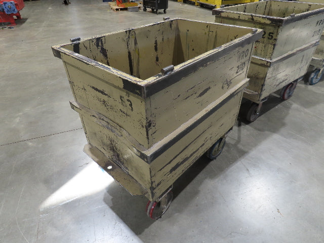 Portable Steel Hopper 1/2 Yard Tote Non-Tilt Towable Cart 36x24x27" Tan