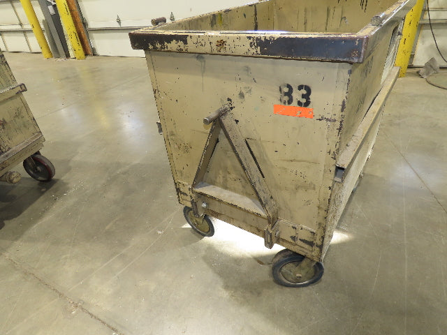 Portable Steel Hopper 1/2 Yard Tote Non-Tilt Towable Cart 36x24x27" Tan