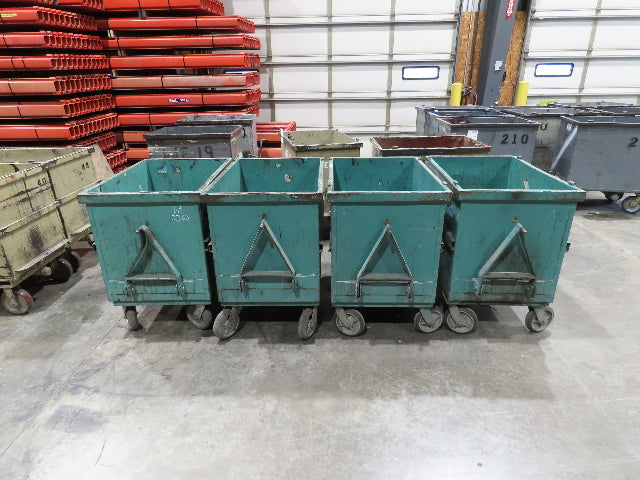 Portable Steel Hopper 1/2 Yard Tote Non-Tilt Towable Cart 36x24x27" Green