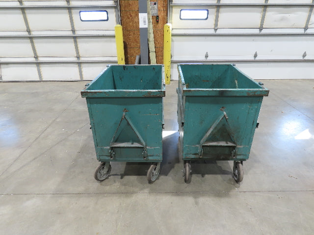 Portable Steel Hopper 1/2 Yard Tote Non-Tilt Towable Cart 36x24x27" Green