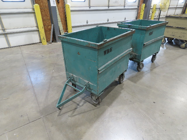 Portable Steel Hopper 1/2 Yard Tote Non-Tilt Towable Cart 36x24x27" Green