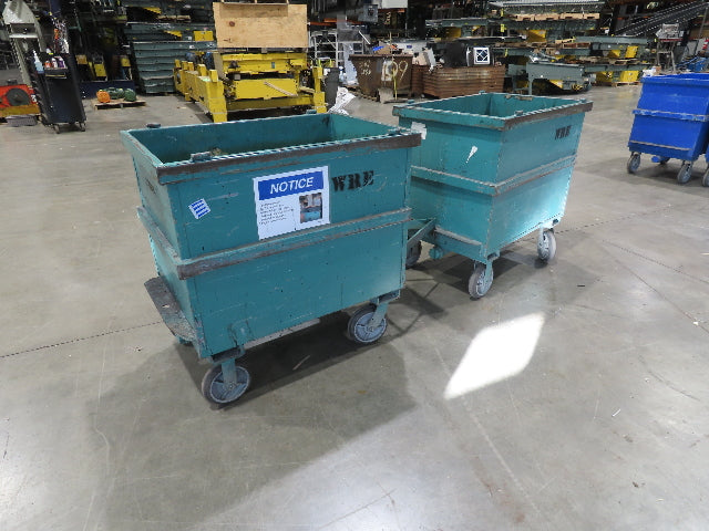 Portable Steel Hopper 1/2 Yard Tote Non-Tilt Towable Cart 36x24x27" Green