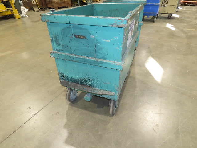 Portable Steel Hopper 1/2 Yard Tote Non-Tilt Towable Cart 36x24x27" Green