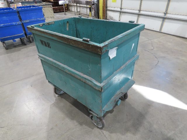 Portable Steel Hopper 1/2 Yard Tote Non-Tilt Towable Cart 36x24x27" Green