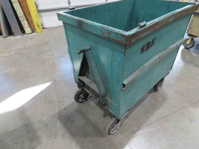 Portable Steel Hopper 1/2 Yard Tote Non-Tilt Towable Cart 36x24x27" Green