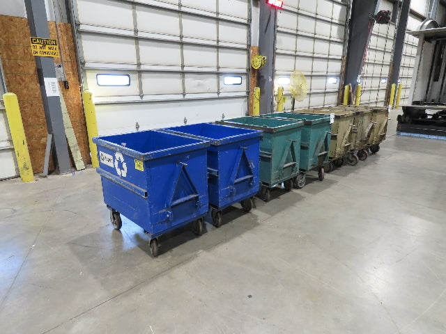 Portable Steel Hopper 1/2 Yard Tote Non-Tilt Towable Cart 36x24x27" Blue