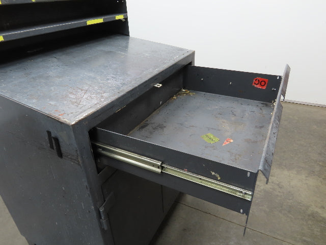 Strong Hold Extreme Duty 12 GA Shop Desk 1 Drawer Riser Shelf 36x28x54"