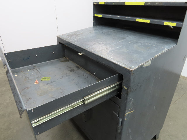 Strong Hold Extreme Duty 12 GA Shop Desk 1 Drawer Riser Shelf 36x28x54"
