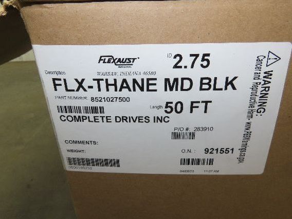 Flexaust Flx-Thane 2.5"x 50' Urethane Wire Flex Hose Air Dust Fume Vacuum Black