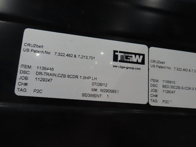 TGW CRUZ Incline Slider Bed 28" Belt Conveyor Variable Speed Drive 460V 17' 8"L