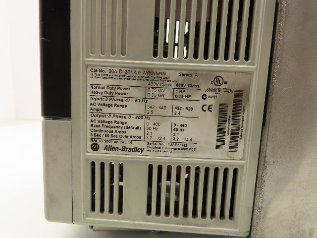 Allen Bradley 20AD2P1A0AYNNNNN PowerFlex 70 Variable AC Drive VFD 1Hp 480V 3PH