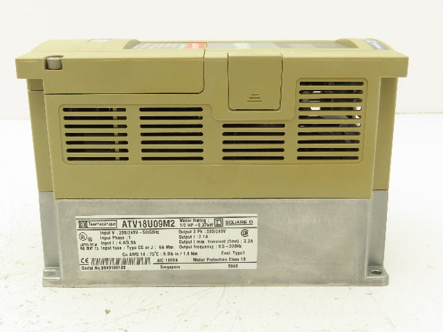 Square D Telemecanique ATV18U09M2 ALTIVAR 18 Variable AC Drive VFD .5Hp 240V 1PH
