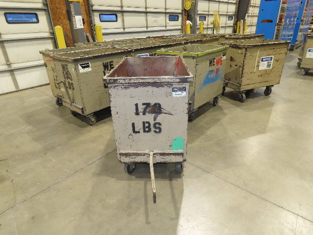 Portable Steel Hopper 1/2 Yard Tote Non-Tilt Towable Cart on Casters 36x24x30"